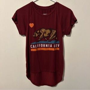 California Love T-Shirt Top Shirt Women’s Casual High Low Hem Bear Retro No Tag